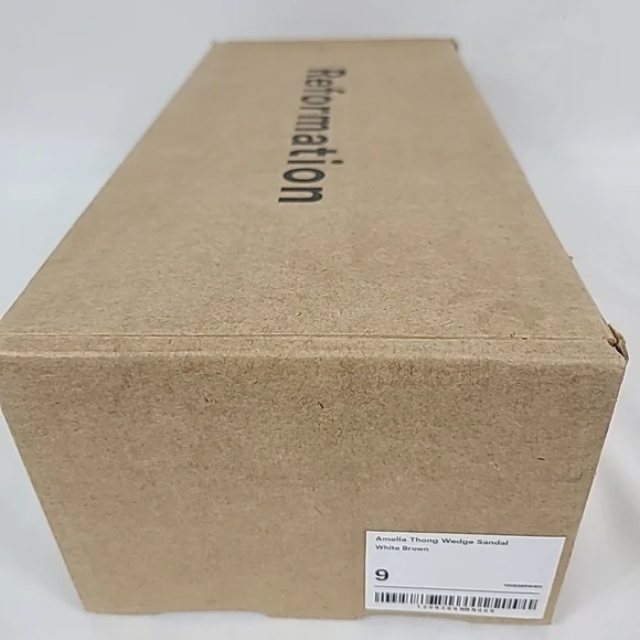 NEW Reformation Amelia Thong Wedge Sandal in White Brown Size 9 MSRP $228 - Picture 6 of 6